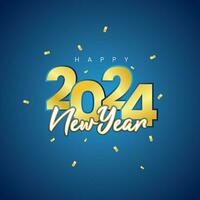 Lycklig ny år 2024 hälsningar kort design för social media, webb, skriva ut vektor