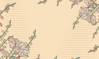 skiss av tusensköna blommor och blad blommig banner vektor