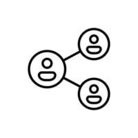 människor nätverk ikon. enkel översikt stil. social nätverk, ansluta, cirkel, dela med sig, länk, gemenskap, team, grupp, företag begrepp. tunn linje symbol. vektor illustration isolerat.