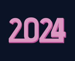 2024 glücklich Neu Jahr abstrakt Rosa Grafik Design Vektor Logo Symbol Illustration mit Blau Hintergrund