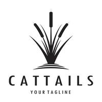 cattails eller flod vass gräs växt logotyp design, vatten- växter, träsk, vild gräs vektor