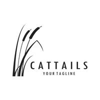 cattails eller flod vass gräs växt logotyp design, vatten- växter, träsk, vild gräs vektor