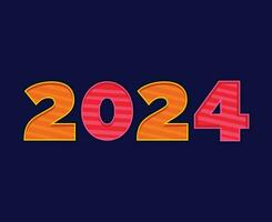 glücklich Neu Jahr 2024 Urlaub abstrakt Orange und Rosa Grafik Design Vektor Logo Symbol Illustration mit Blau Hintergrund