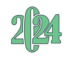 glücklich Neu Jahr 2024 Urlaub abstrakt Grün und Blau Grafik Design Vektor Logo Symbol Illustration