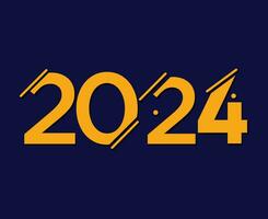 Lycklig ny år 2024 Semester abstrakt orange grafisk design vektor logotyp symbol illustration med blå bakgrund