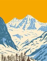 hohe tauern nationalpark i östra alpvapnet i salzburg tyrolen och karinthien österrike art deco wpa affischkonst vektor