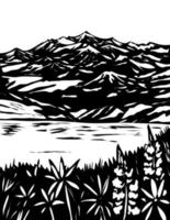 wrangell und st elias national park alaska wpa schwarz-weiß art vektor