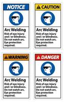 Warnschild Lichtbogenschweißen Gefahr von Augenverletzungen und/oder Blindheit vektor