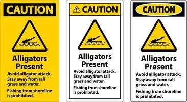 Alligator Warnung Zeichen, Achtung - - Alligatoren gegenwärtig, vermeiden Alligator Attacke, bleibe weg, Angeln von Küste ist verboten vektor