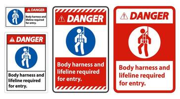 Warnschild-Körpergurt und Rettungsleine für den Zugang erforderlich vektor