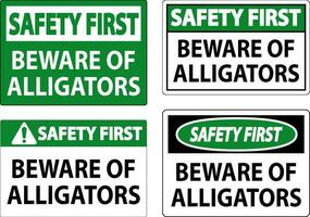 säkerhet först tecken akta sig av alligatorer vektor