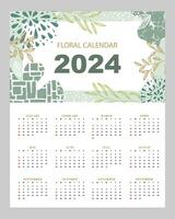 Blumen- Kalender einstellen Vorlage zum 2024 Jahr vektor