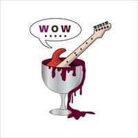 elektrisk gitarr i en vin glas. illustration av musik och livsstil begrepp. gitarr design för en t-shirt vektor