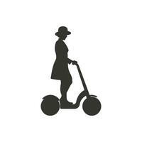 lady på en segway ikon på vit bakgrund - enkel vektor illustration