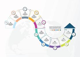 Grundlegende Kreis-Infografik-Vorlage mit 10 Schritten. vektor