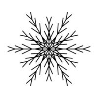 einfache Schneeflocke aus schwarzen Linien. festliche Dekoration für Silvester und Weihnachten vektor