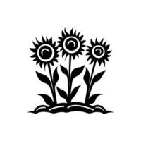 Feld von Sonnenblumen Symbol isoliert auf Weiß Hintergrund vektor
