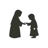 zwei Muslim Kinder spielen Symbol - - einfach Vektor Illustration