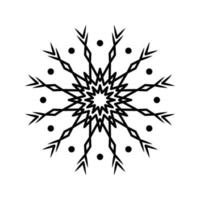 einfache Schneeflocke aus schwarzen Linien. festliche Dekoration für Silvester und Weihnachten vektor