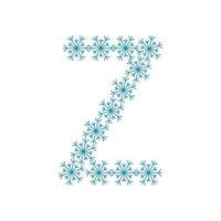 bokstav z från snöflingor. festligt teckensnitt för nyår och jul vektor