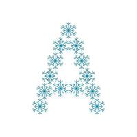 bokstav a från snöflingor. festligt teckensnitt för nyår och jul vektor