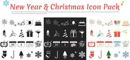 Beste Weihnachten und Neu Jahr Symbole Pack mit eben und minimalistisch Stil vektor