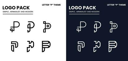 logotyp packa med en enkel minimalistisk och modern stil med en brev p tema vektor