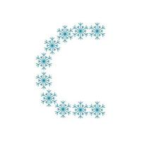 bokstav c från snöflingor. festligt teckensnitt för nyår och jul vektor