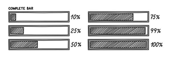 Ladebalken mit Prozent. Infografik-Designelement mit Status der Fertigstellung. hand gezeichnete vektorillustration vektor