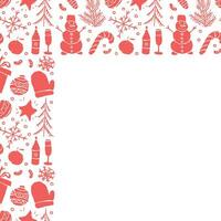 nahtlos Weihnachten rahmen. Neu Jahr Hintergrund. Gekritzel Illustration mit Weihnachten und Neu Jahr Symbole vektor