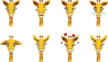 süß anthropomorph Charakter Giraffe mit Emotionen. Vektor Illustration