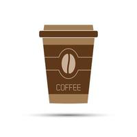 enkel ikon papper kopp kaffe med kaffeböna, vektor illustration