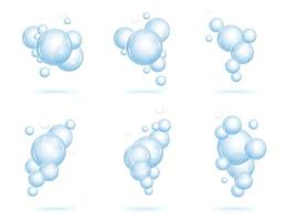 realistischer sprudelnder Luftstrom unter Wasserblasen in Wasser, Soda, Meer. vektor