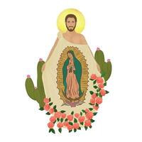 vår lady av guadalupe mexikansk illustration katolik jungfrulig mary vektor