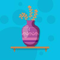isoliert farbig Handwerker Vase mit Blätter Symbol Vektor Illustration