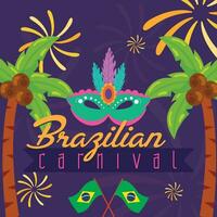farbig Brasilien Karneval Poster Vektor Illustration