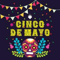 cinco de Mayo Poster mit Schädel Vektor Illustration