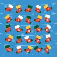 Weihnachten Advent Kalender mit rot Socken Vektor Illustration