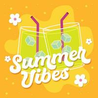 Paar von kalt Cocktails Sommer- Stimmung Poster Vektor Illustration