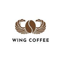Flügel Kaffee Logo Design Konzept Idee vektor