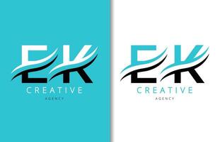 e k Brief Logo Design mit Hintergrund und kreativ Unternehmen Logo. modern Beschriftung Mode Design. Vektor Illustration