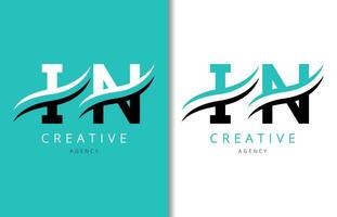 jag n brev logotyp design med bakgrund och kreativ företag logotyp. modern text mode design. vektor illustration