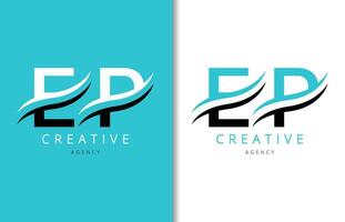 e p Brief Logo Design mit Hintergrund und kreativ Unternehmen Logo. modern Beschriftung Mode Design. Vektor Illustration