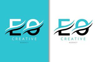 e Ö Brief Logo Design mit Hintergrund und kreativ Unternehmen Logo. modern Beschriftung Mode Design. Vektor Illustration
