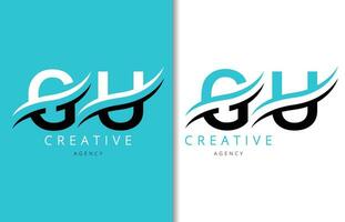 gu Brief Logo Design mit Hintergrund und kreativ Unternehmen Logo. modern Beschriftung Mode Design. Vektor Illustration
