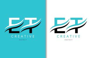 e t Brief Logo Design mit Hintergrund und kreativ Unternehmen Logo. modern Beschriftung Mode Design. Vektor Illustration