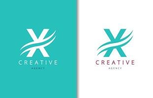 x Brief Logo Design mit Hintergrund und kreativ Unternehmen Logo. modern Beschriftung Mode Design. Vektor Illustration