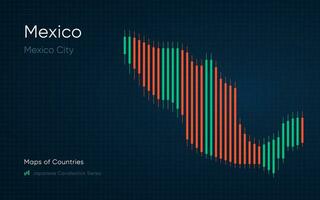Mexiko Karte ist gezeigt im ein Diagramm mit Riegel und Linien. japanisch Leuchter Diagramm Serie vektor