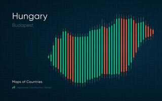 Ungarn Karte ist gezeigt im ein Diagramm mit Riegel und Linien. japanisch Leuchter Diagramm Serie vektor