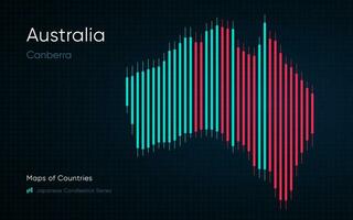 Australien Karta är visad i en Diagram med barer och rader. japansk ljusstake Diagram serier vektor